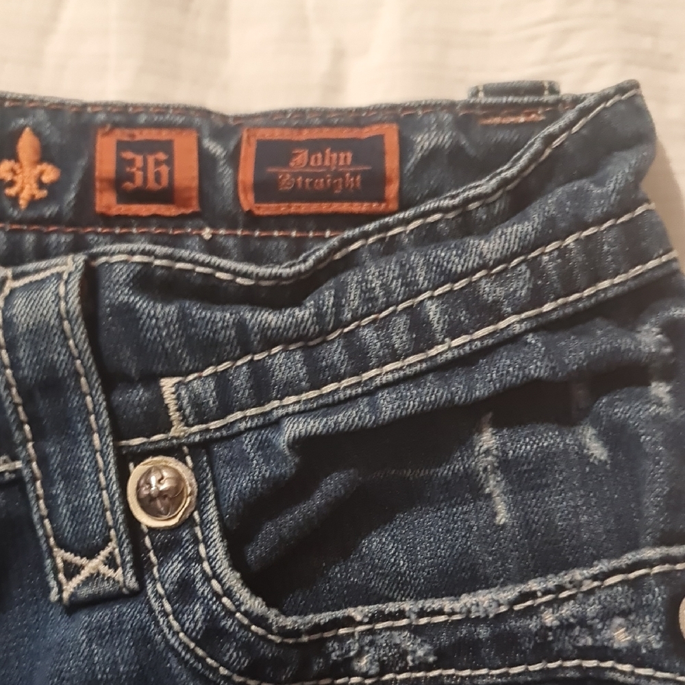 Rock Revival Men's Dark Blue Straight Jeans - Picture 4 of 5
